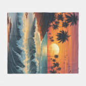 Sonnenuntergang über dem Meer Fleecedecke (Vorderseite (Horizontal))