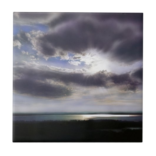 Sonnenuntergang über dem Meer Fliese (Vorderseite)