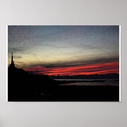 Sonnenuntergang über dem Meer in Aberystwyth Poster (Vorne)