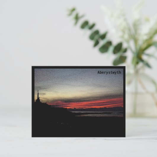 Sonnenuntergang über dem Meer in Aberystwyth Postk Postkarte (Stehend Vorderseite)