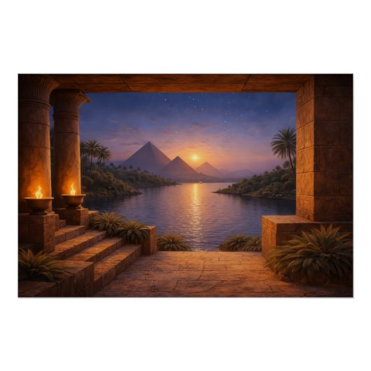 Sonnenuntergang über dem Nil Poster (Vorderseite)