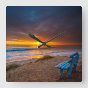Sonnenuntergang über dem Pazifik Quadratische Wanduhr