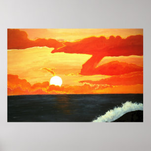 Sonnenuntergang über dem pazifischen Ozean orange  Poster