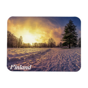 Sonnenuntergang über dem schneebedeckten Winterpar Magnet