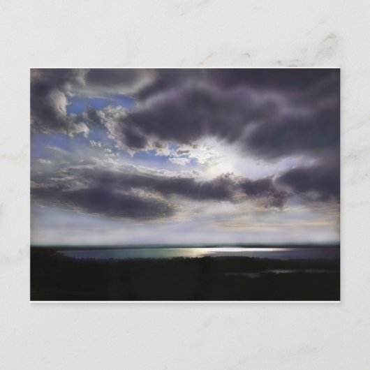 Sonnenuntergang über dem See Aquarell Postkarte (Vorderseite)