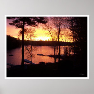 Sonnenuntergang über dem See Poster