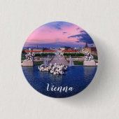 Sonnenuntergang über dem Springbrunnen in Wien Button (Vorderseite)
