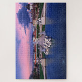 Sonnenuntergang über dem Springbrunnen in Wien Puzzle (Vertikal)