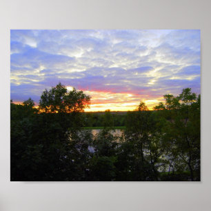 Sonnenuntergang über dem Stilwell-Teich (30 x 8 cm Poster