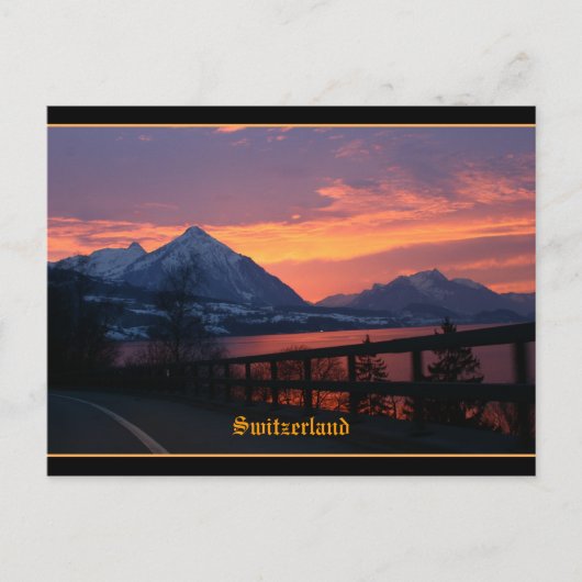 Sonnenuntergang über dem Thunersee bei Interlaken  Postkarte (Vorderseite)