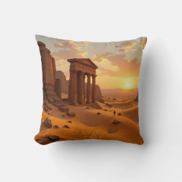 Sonnenuntergang über dem verlorenen Tempel Vier Re Kissen