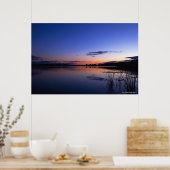 Sonnenuntergang über dem Wabamun-See mit Gras Poster (Küche)