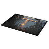 Sonnenuntergang über dem Wald Lake Cutting Board Schneidebrett (Ecke)