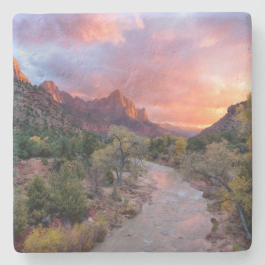 Sonnenuntergang über dem Watchman Steinuntersetzer (Vorderseite)