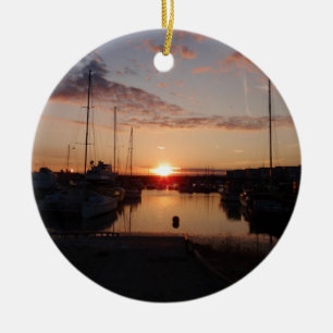 Sonnenuntergang über dem Yachthafen Keramik Ornament