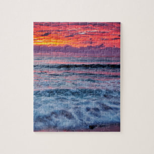 Sonnenuntergang über den Ozeanwellen, Kalifornien Puzzle