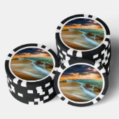 Sonnenuntergang über den SeePoker-Chips Pokerchips (Stapel)