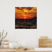 Sonnenuntergang über der ägäischen Landschaft Male Poster (Küche)