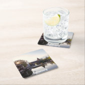 Sonnenuntergang über der alten mittelalterlichen B Rechteckiger Pappuntersetzer (Vor Ort)