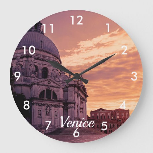 Sonnenuntergang über der Basilika von Venedig Große Wanduhr (Vorderseite)