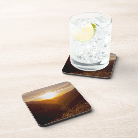 Sonnenuntergang über der Berglandschaft Getränkeuntersetzer (Rechte Seite)
