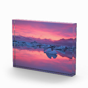 Sonnenuntergang über der Gletscherlagune Jökulsárl Fotoblock