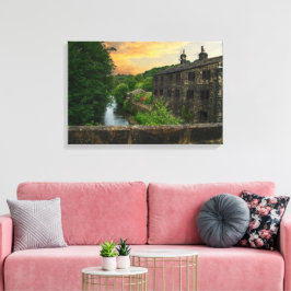 Sonnenuntergang über der Hawksclough Bridge, Mytho Leinwanddruck