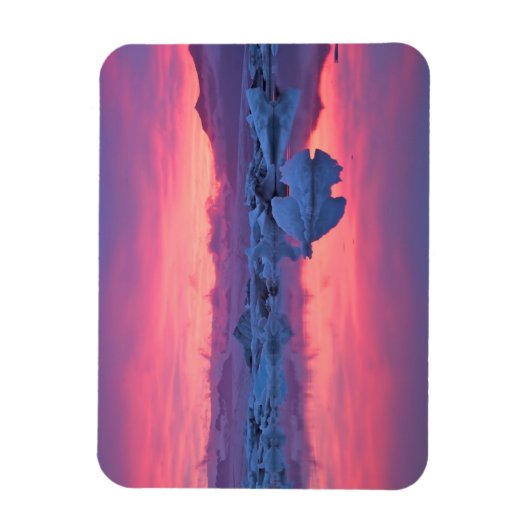 Sonnenuntergang über der Jokulsarlon Glacier Lagoo Magnet (Vertikal)