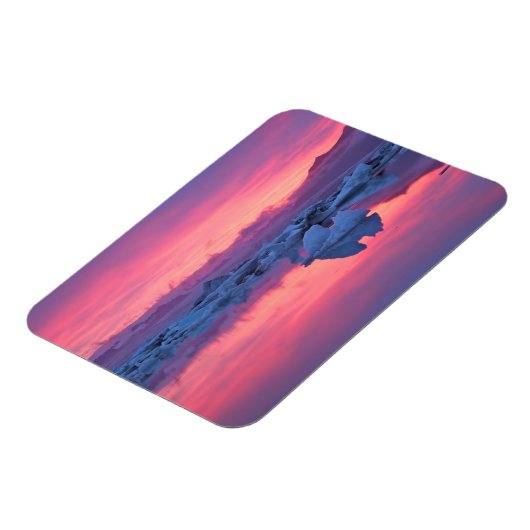 Sonnenuntergang über der Jokulsarlon Glacier Lagoo Magnet (Linke Seite)