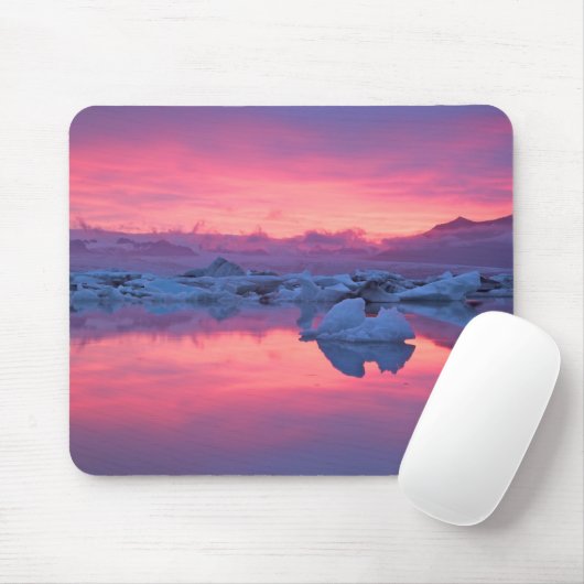 Sonnenuntergang über der Jokulsarlon Glacier Lagoo Mousepad (Mit Mouse)