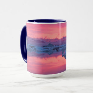 Sonnenuntergang über der Jokulsarlon Glacier Lagoo Tasse