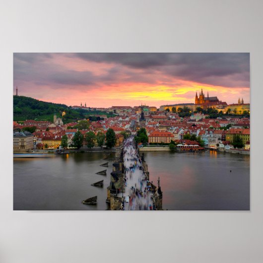 Sonnenuntergang über der Karlsbrücke Poster (Vorne)