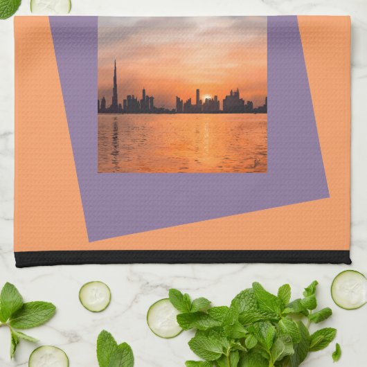 Sonnenuntergang über der Küstenstadt - Art-Handtuc Geschirrtuch (Gefaltet)
