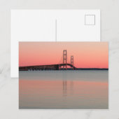 Sonnenuntergang über der Mackinac-Brücke, Michigan Postkarte (Vorne/Hinten)