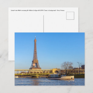 Sonnenuntergang über der Metro beim Überqueren der Postkarte