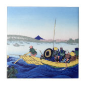 Sonnenuntergang über der Ryogoku Brücke von der Fliese (Vorderseite)