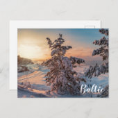 Sonnenuntergang über der schneebedeckten Küste Postkarte (Vorne/Hinten)