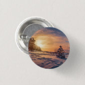 Sonnenuntergang über der schneebedeckten Winterküs Button (Vorne & Hinten)