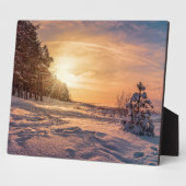 Sonnenuntergang über der schneebedeckten Winterküs Fotoplatte (Seite)