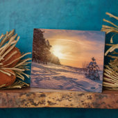 Sonnenuntergang über der schneebedeckten Winterküs Fotoplatte (Seite)