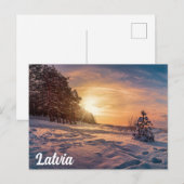 Sonnenuntergang über der schneebedeckten Winterküs Postkarte (Vorne/Hinten)