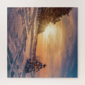 Sonnenuntergang über der schneebedeckten Winterküs Puzzle (Horizontal)