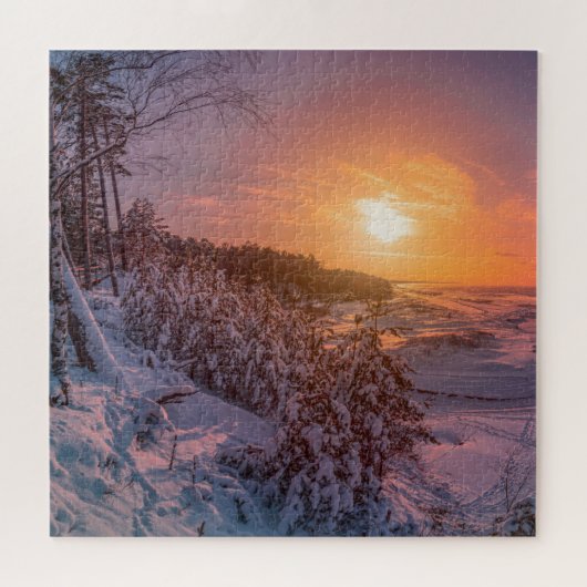 Sonnenuntergang über der Schneeküste Puzzle (Horizontal)