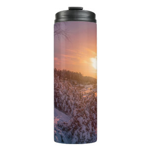 Sonnenuntergang über der Schneeküste Thermosbecher