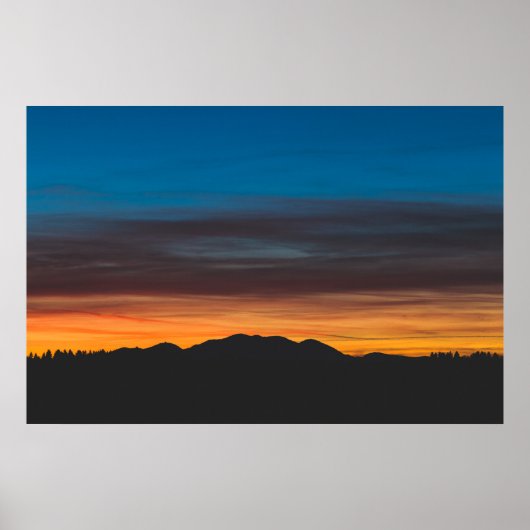 Sonnenuntergang über der Silhouette Poster (Vorne)