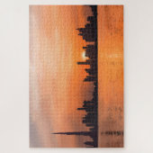 Sonnenuntergang über der Stadt am Meer - Aquarell Puzzle (Vertikal)