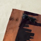 Sonnenuntergang über der Stadt am Meer - Aquarell Strandtuch (Beispiel)