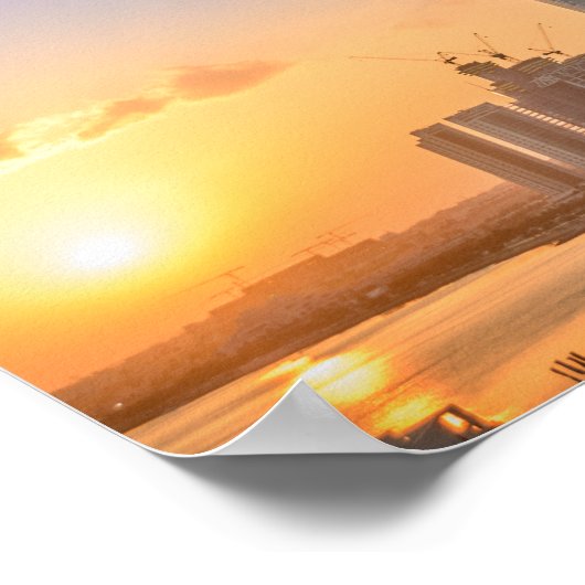 Sonnenuntergang über der Stadt Doha, Katar Poster (Ecke)