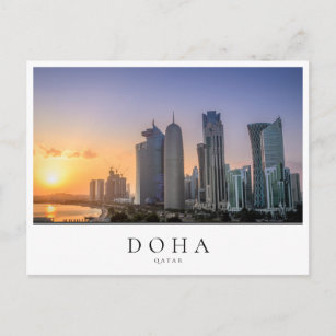 Sonnenuntergang über der Stadt Doha, Katar Postkarte