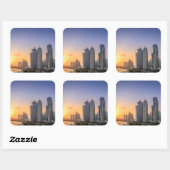 Sonnenuntergang über der Stadt Doha, Katar Quadratischer Aufkleber (Blatt)